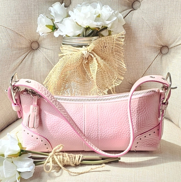 Vintage Coach Hamptons Pebbled Leather Demi Shoulder Bag ( Pink ) # 5052 - Picture 1 of 14